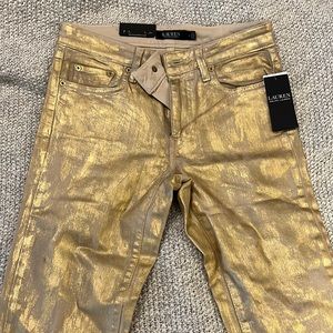 Gold skinny jeans